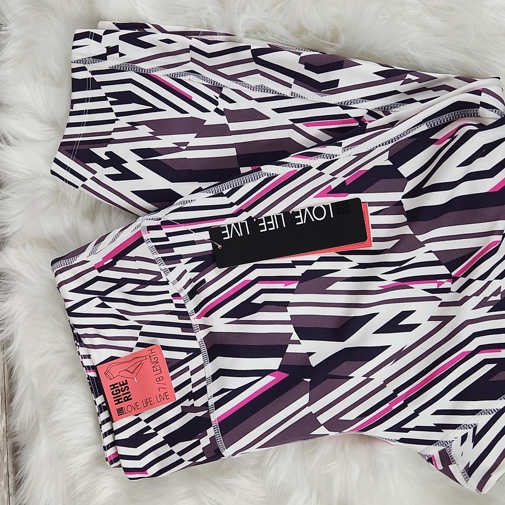 NWT, Love, Life, Live, Women's Multicolor yoga pants7/8 Length high rise, Sz L/G - Picture 5 of 9